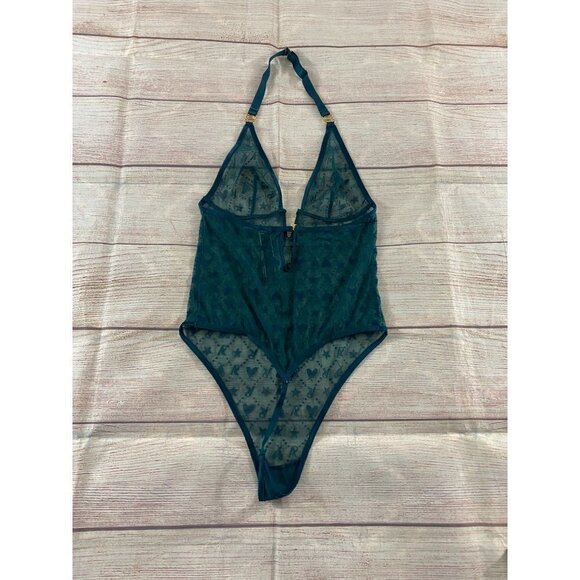 Victoria Secret Sheer Green Mesh Teddy Lingerie - Small - Picture 8 of 15